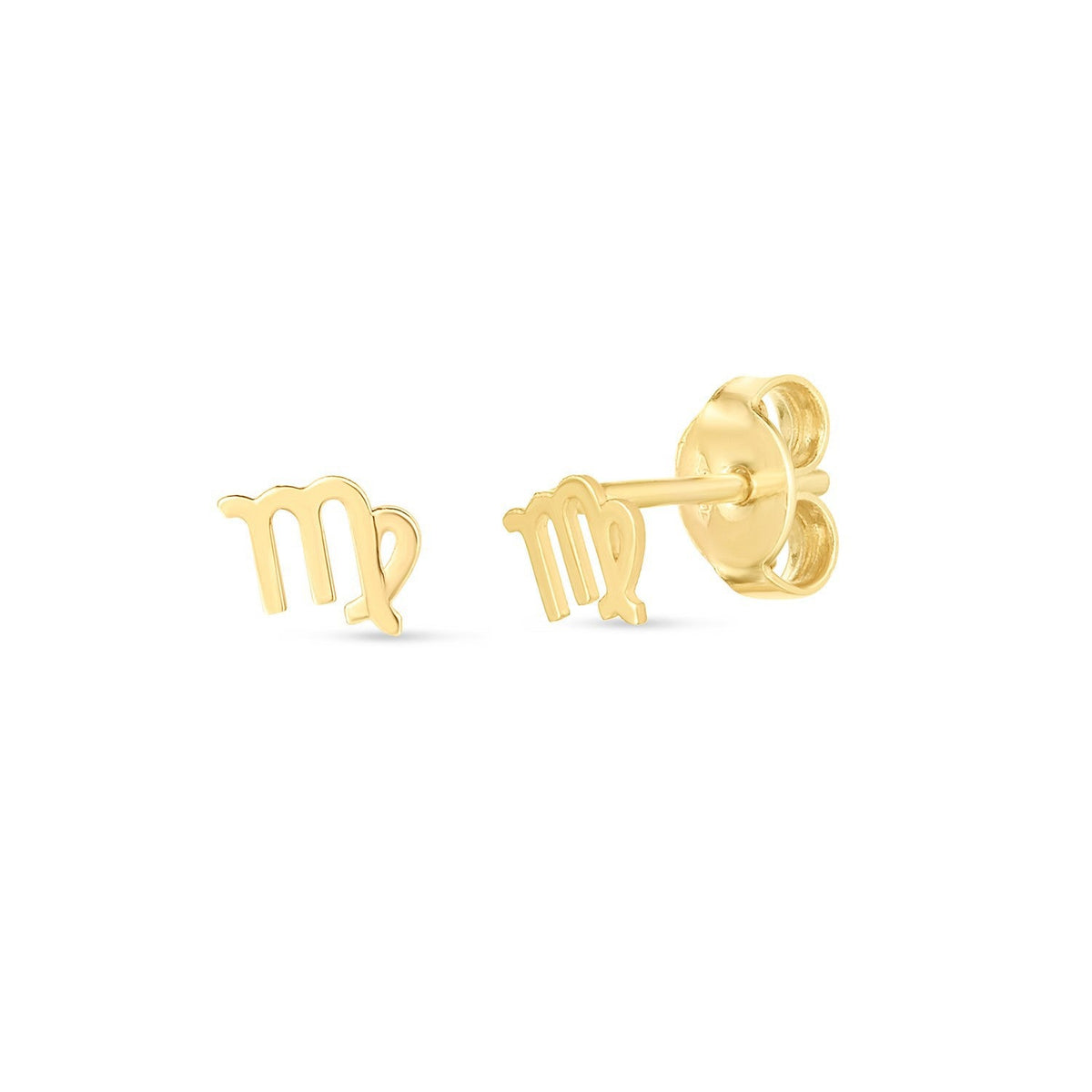 Aretes de oro amarillo de 14k con el signo zodiacal Virgo