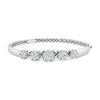 14K White Gold 2 1/2 Cttw Diamond Graduating Floral Cluster Bangle Bracelet (H-I Color, SI1-SI2 Clarity) - Fits Wrists up to 7.25