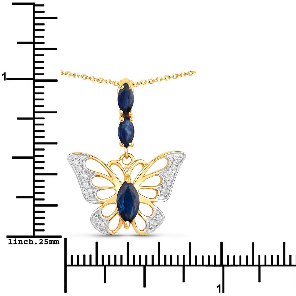 Colgante de plata de ley .925 con zafiro azul auténtico de 0.92 quilates y circonita blanca
