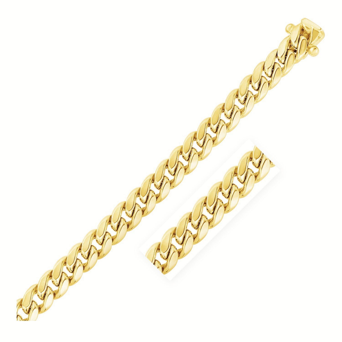 Cadena cubana Miami semirrígida de oro amarillo de 14k y 10.5mm