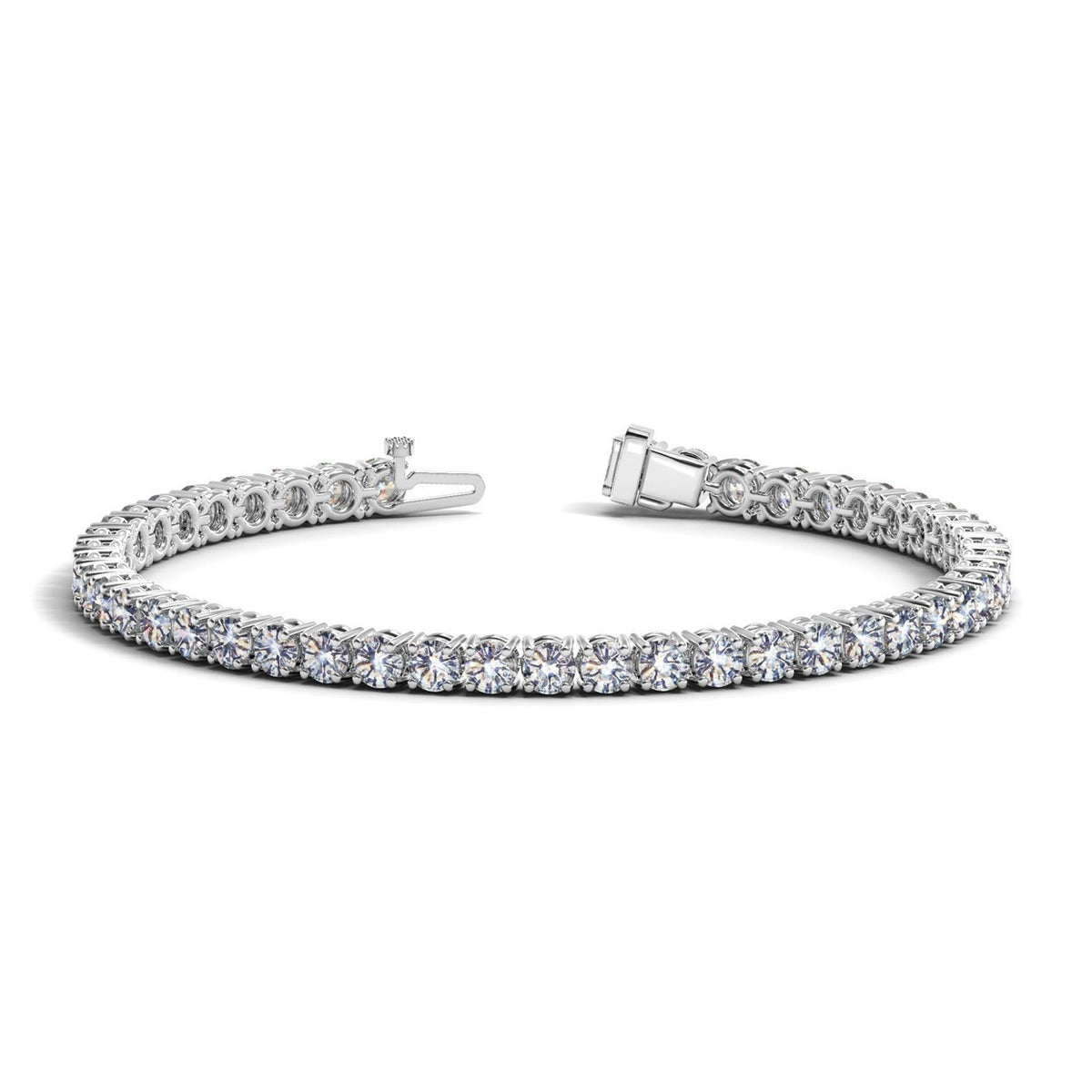 Pulsera de tenis de oro blanco de 14k con diamantes redondos cultivados en laboratorio (8 ct. pt. F/G VS2/SI1)