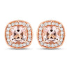 1.68 Carat Genuine Morganite and White Diamond 14K Rose Gold Earrings
