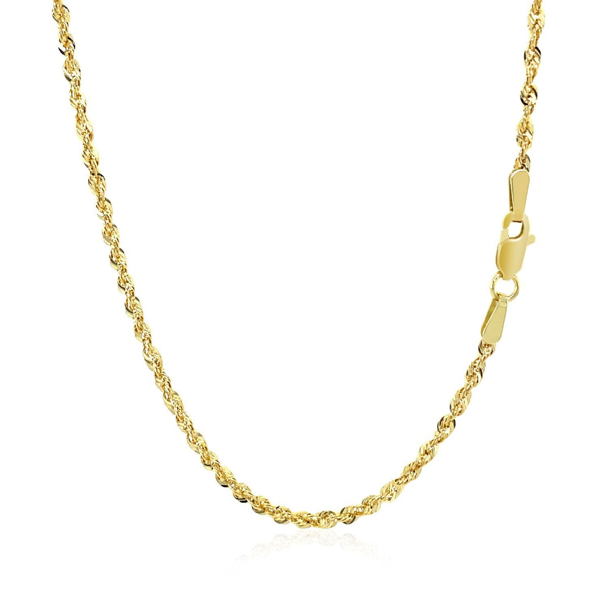 Cadena de soga hueca de oro amarillo de 10K con corte de diamante (2.00 mm)