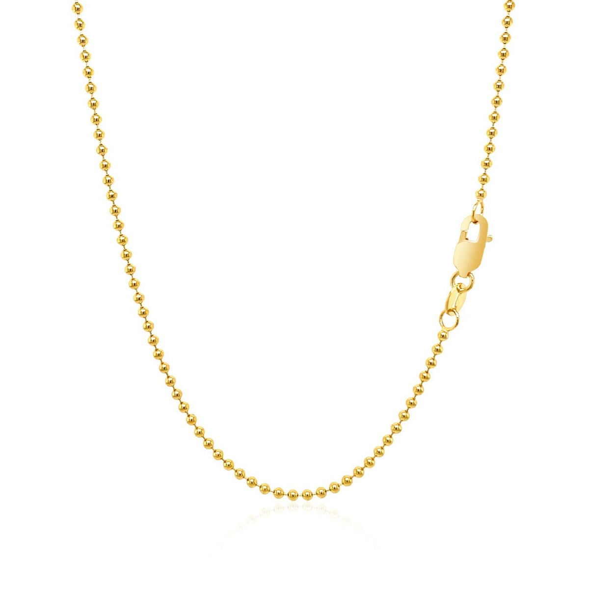 Cadena de bolas de oro amarillo de 18k de 1,5 mm (1,50 mm)
