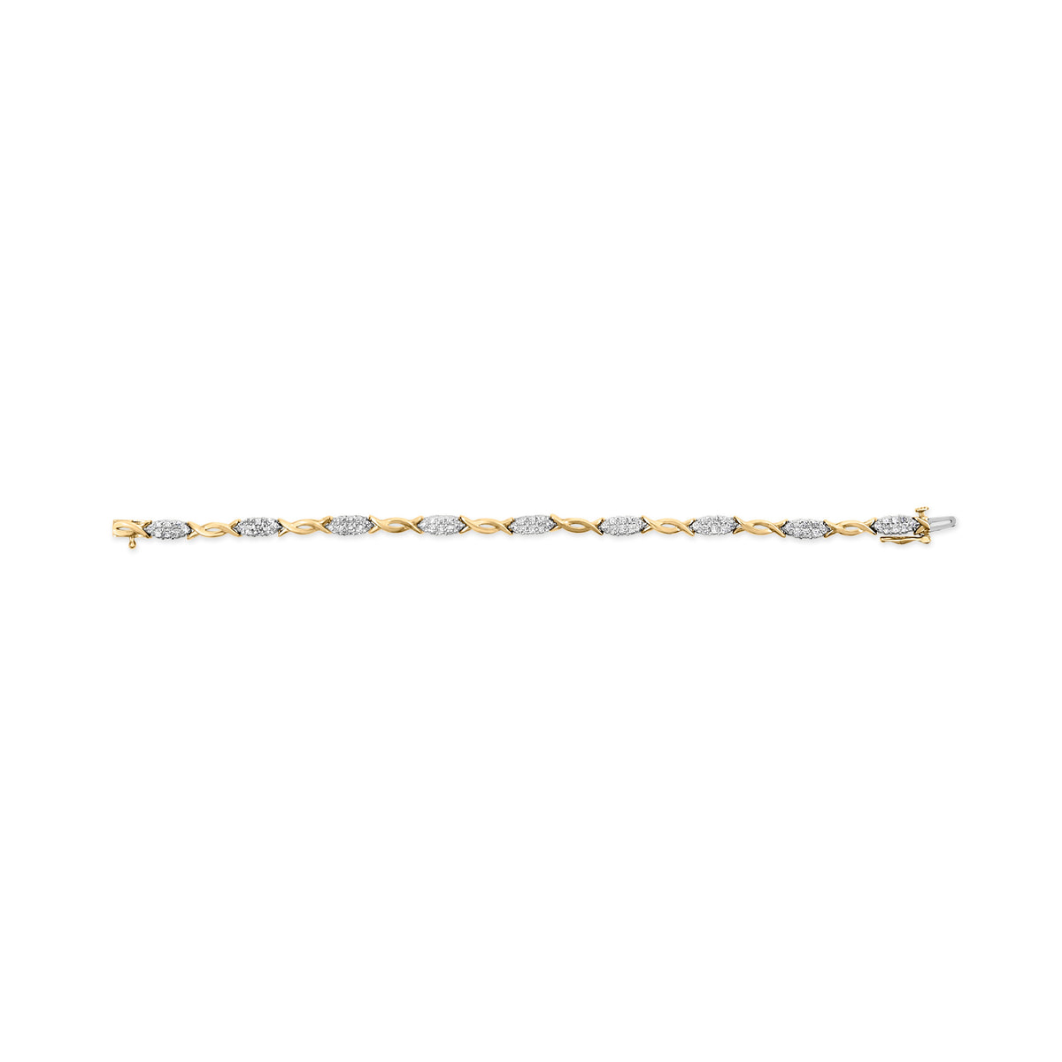 Pulsera de eslabones en espiral de oro amarillo de 10 qt con diamantes de talla redonda de 1,00 TCW y 17,78 cm (Color H-I, Claridad I2-I3)