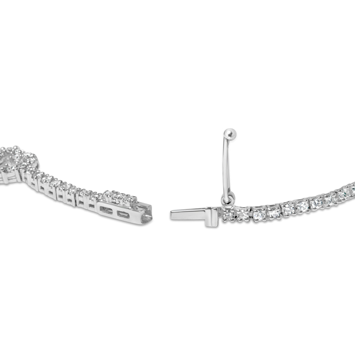 Pulsera tipo brazalete de oro blanco de 14 quilates con 1 1/2 quilates de diamante, motivo de corazones (color H-I, claridad I1-I2) - 7.5 pulgadas