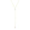 14k Yellow Gold Lariat Necklace with Pearls