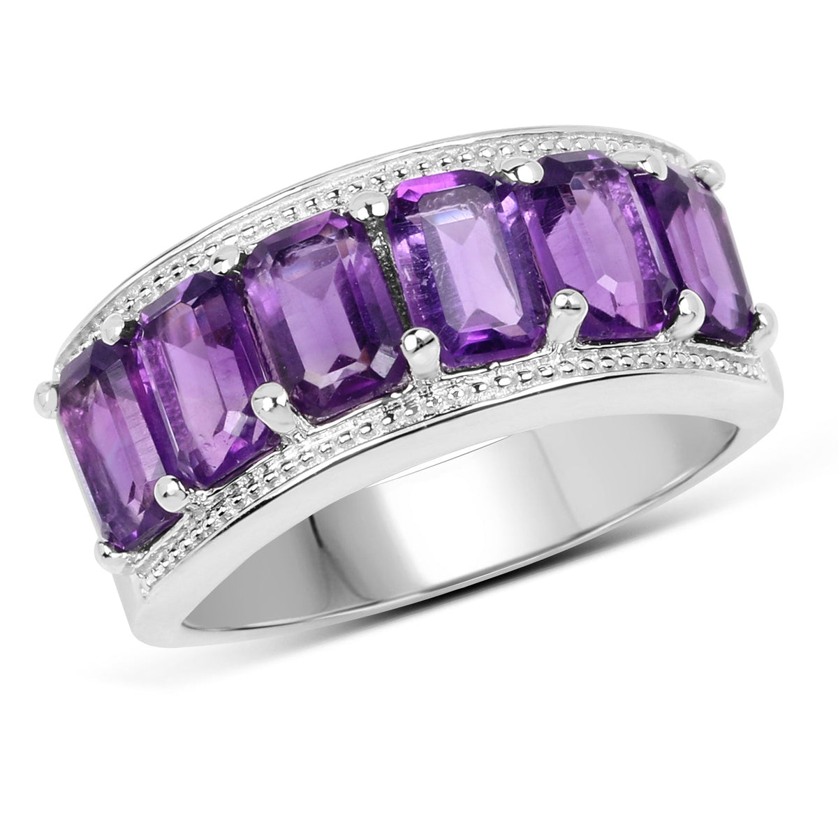 Anillo de plata esterlina .925 con amatista auténtica de 3.30 quilates