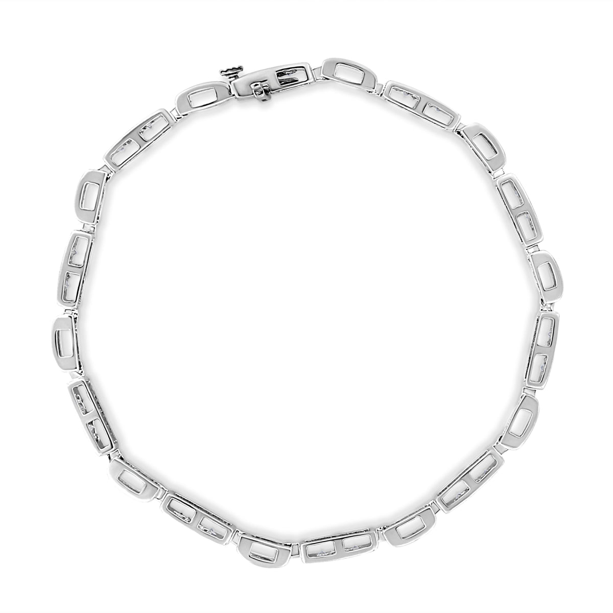 Pulsera de tenis de oro blanco de 14 quilates con diamantes de corte princesa de 1,0 quilates engastados invisibles, estaciones alternas y eslabones (color I-J, claridad I1-I2) - Tamaño 7,25" pulgadas