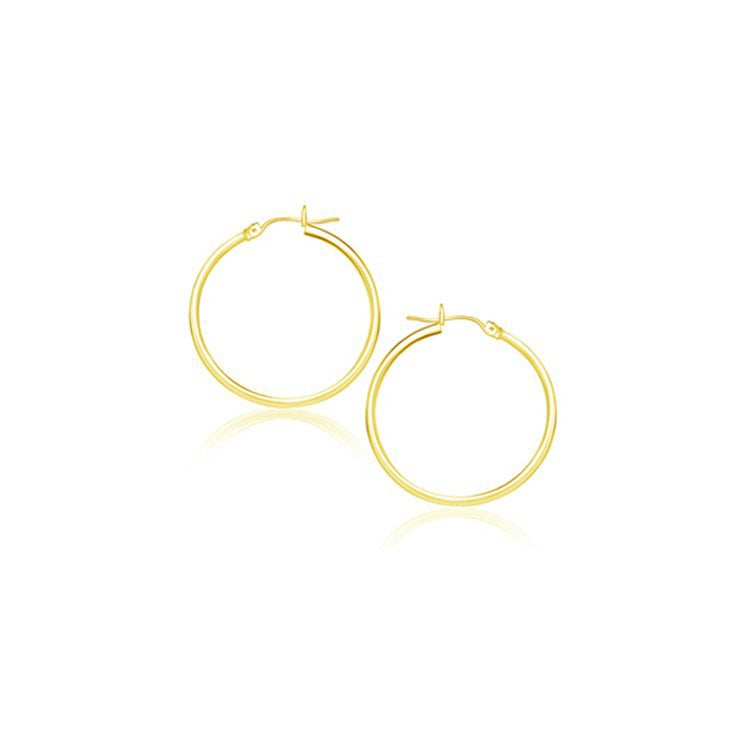 Pendientes de aro pulidos de oro amarillo de 14k (20 mm)