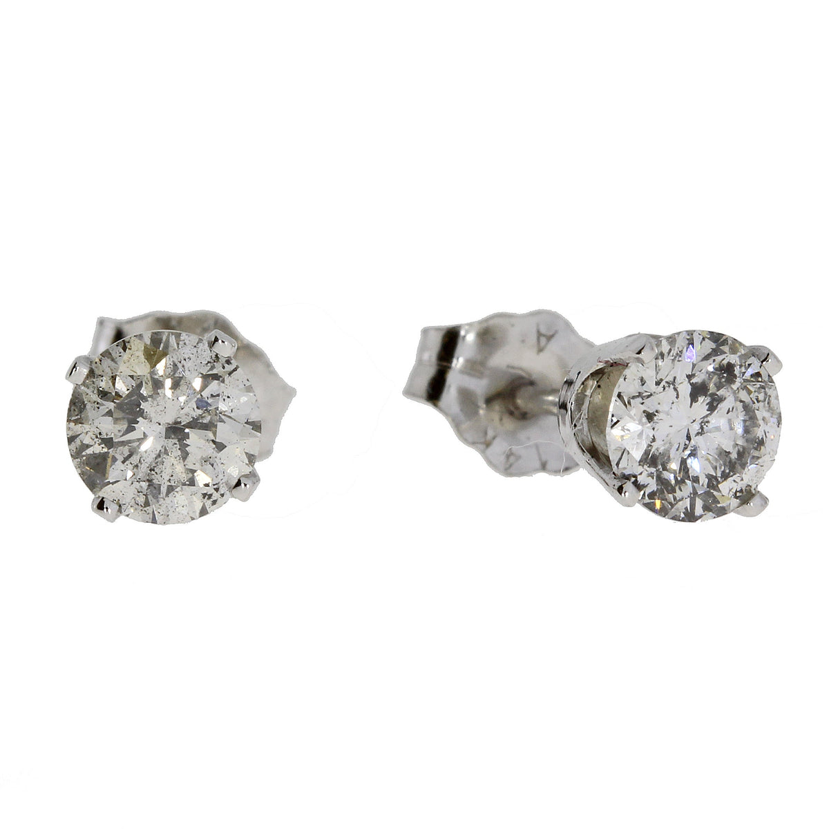 Pendientes de tuerca con diamantes naturales de 1,00 ct en oro blanco de 14 K.