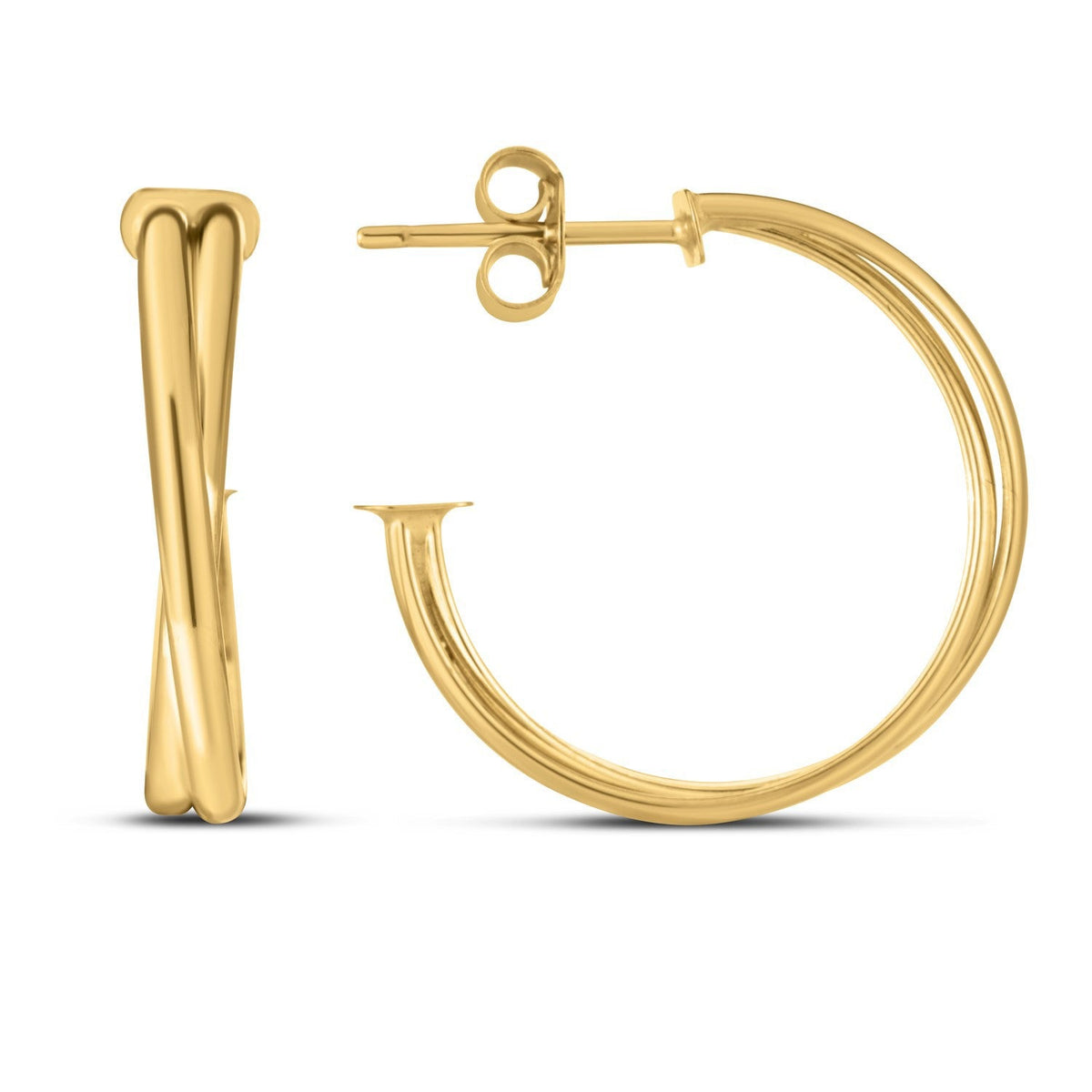 Arracadas grandes de oro amarillo de 14k con diseño cruzado