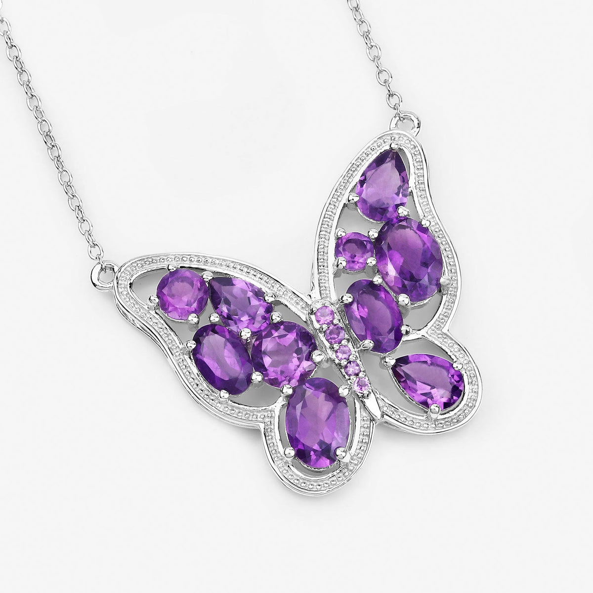 Collar de plata de ley .925 con amatista auténtica de 4,32 quilates