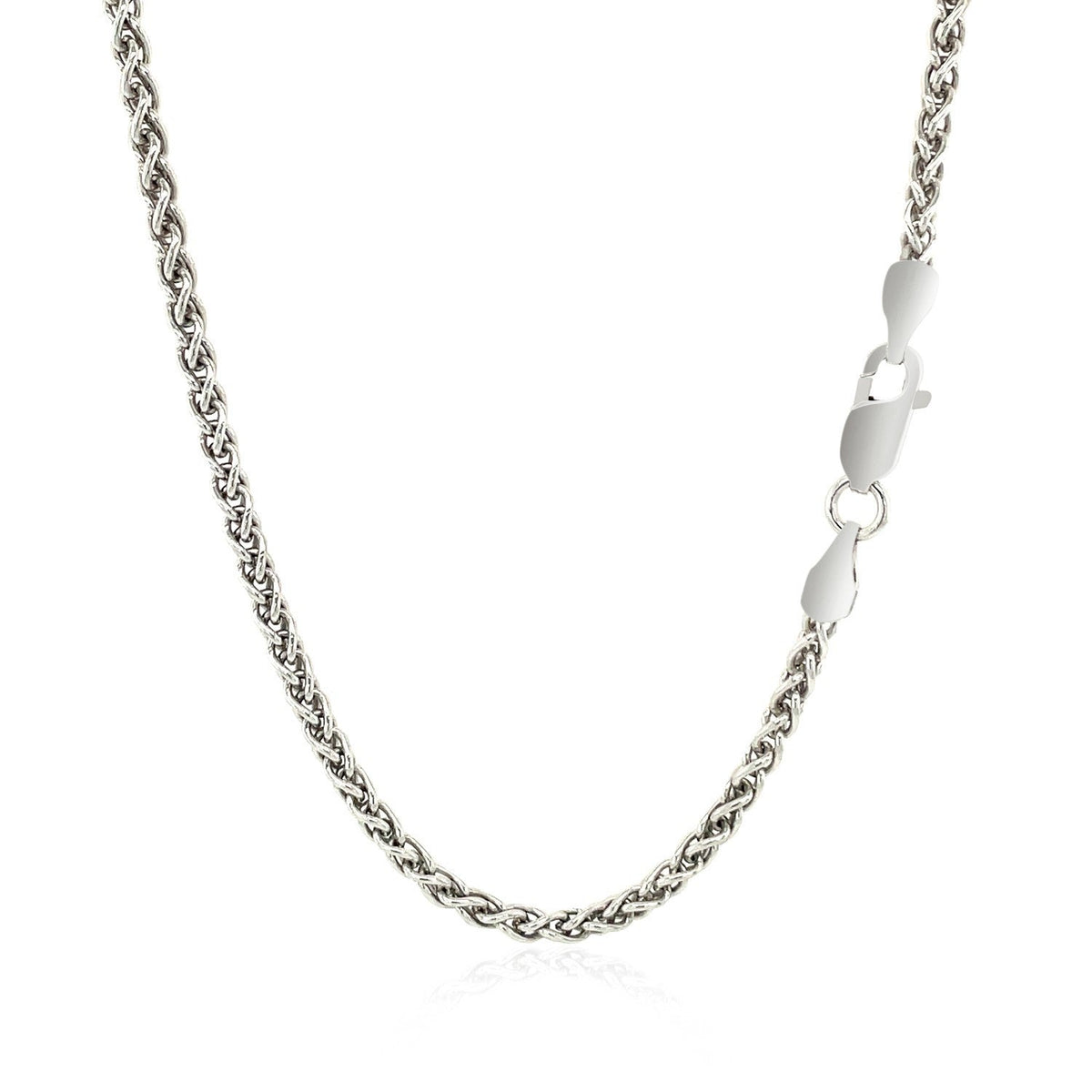 Cadena de trigo de plata de ley rodiada de 2,6 mm