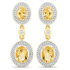 18K Yellow Gold Plated 5.70 Carat Genuine Citrine and White Topaz .925 Sterling Silver Earrings