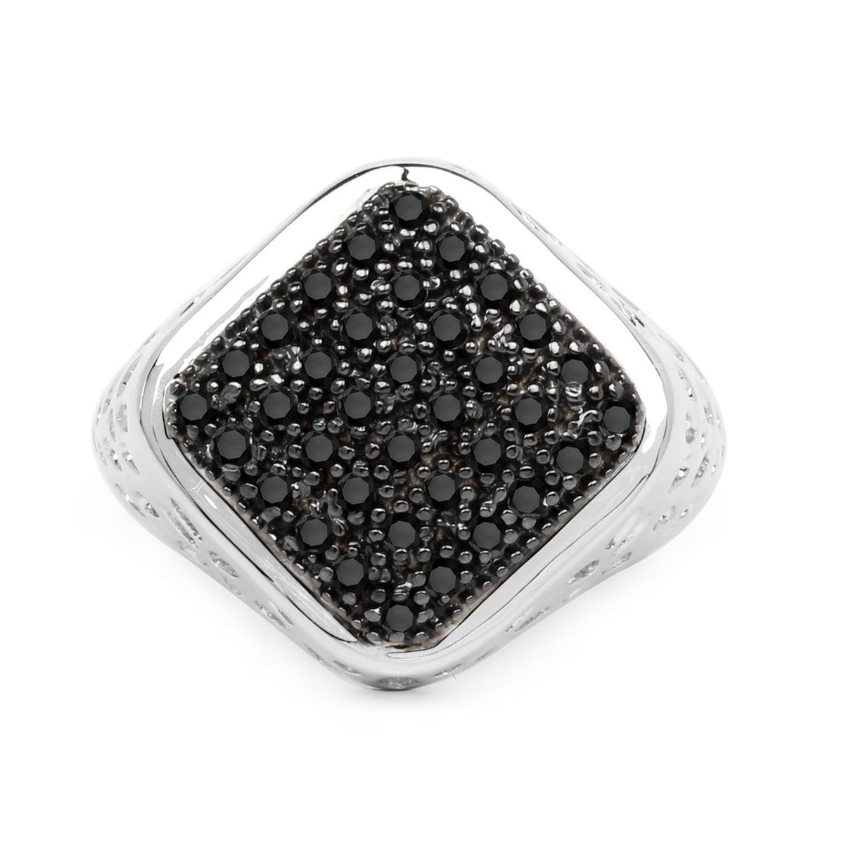 Anillo de plata de ley .925 con diamante negro auténtico de 0.54 quilates