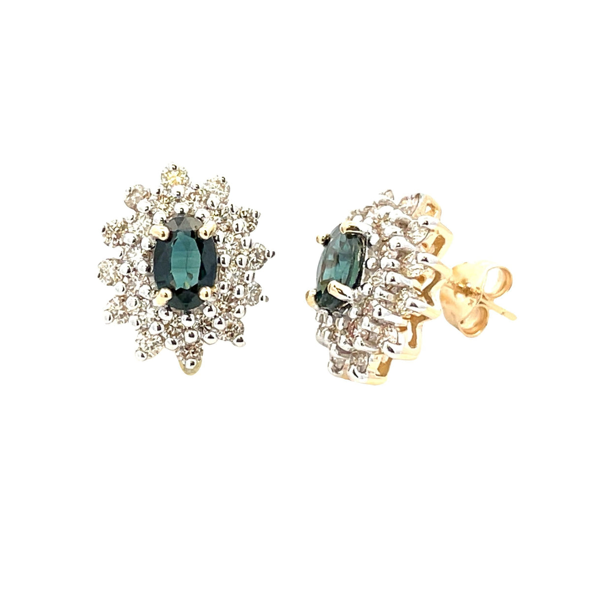 Pendientes de zafiro y diamante de 2,30 ct, oro amarillo de 14 K