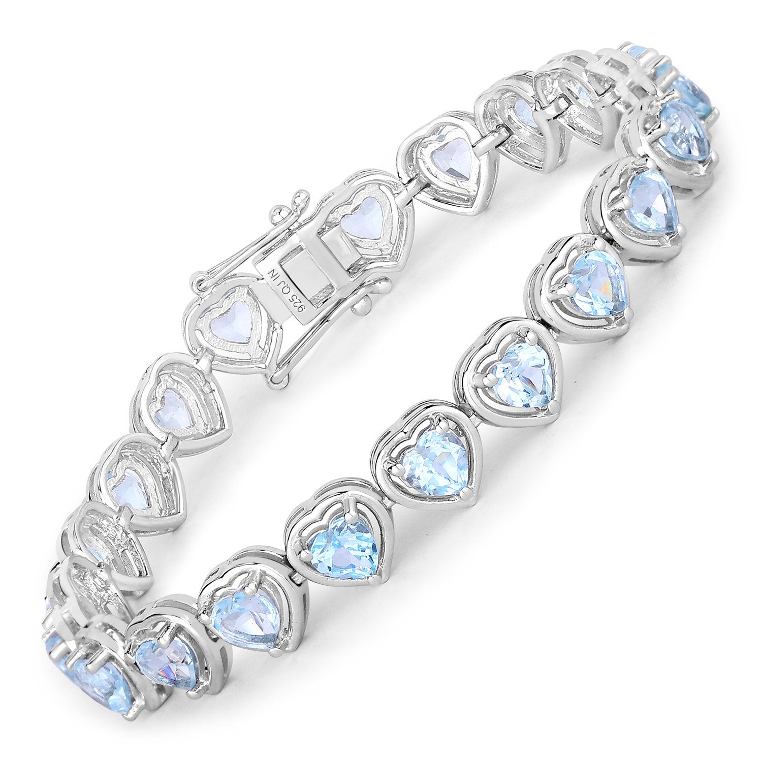 Pulsera de 10.50 quilates de topacio azul auténtico de plata de ley 925