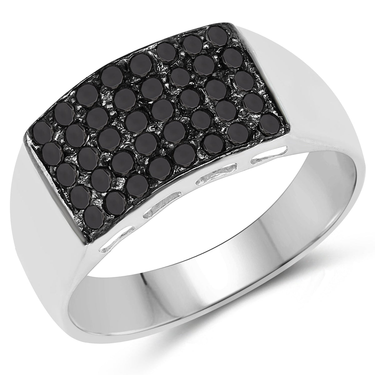 Anillo de 0.43 quilates de diamante negro auténtico de plata de ley 925