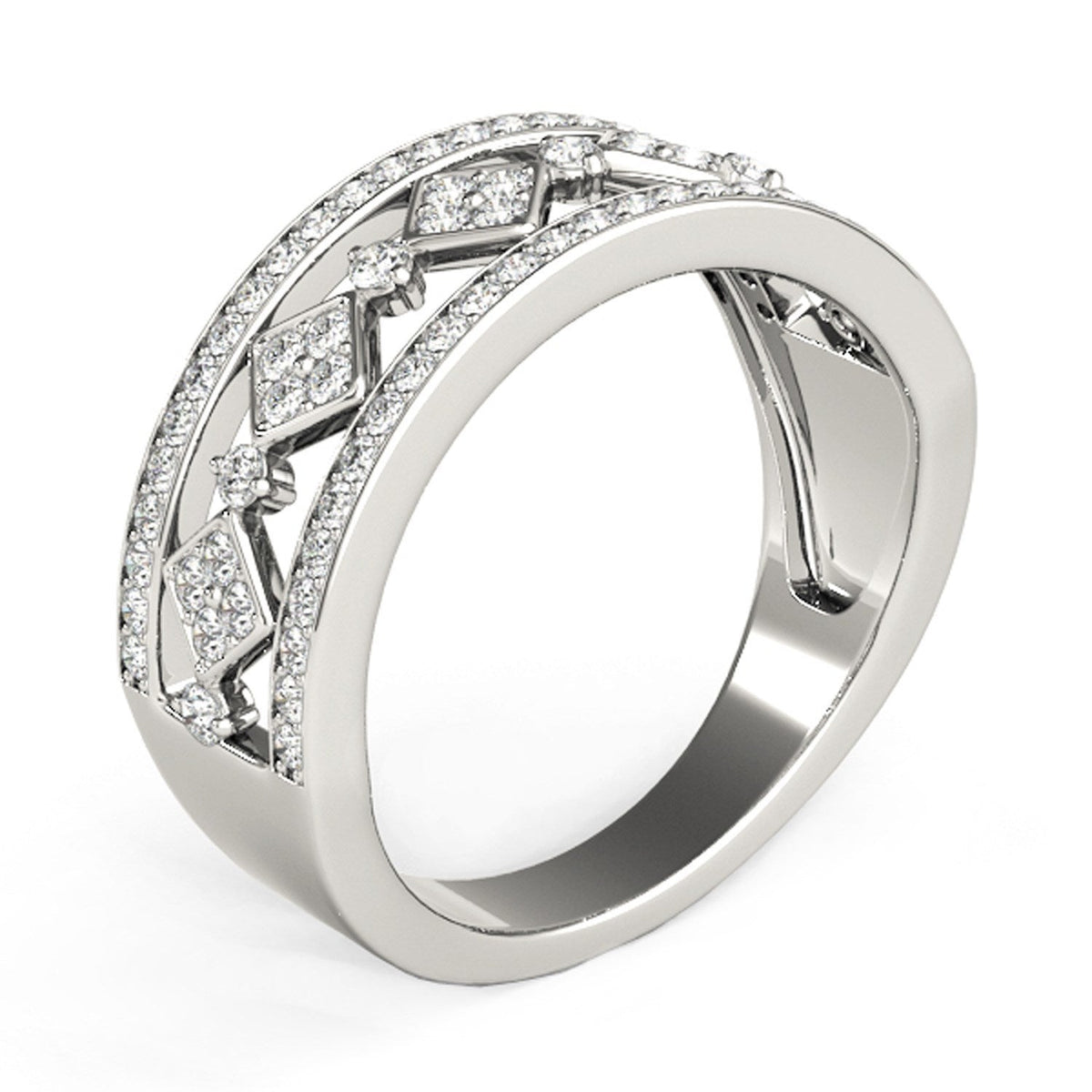 Anillo con motivo cuadrado con incrustaciones de diamantes en oro blanco de 14k (1/2 quilate en total)