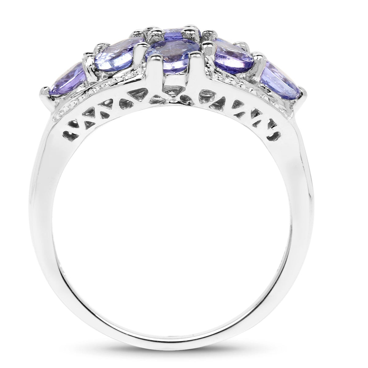 Anillo de tanzanita genuina de 2,07 quilates de plata de ley .925
