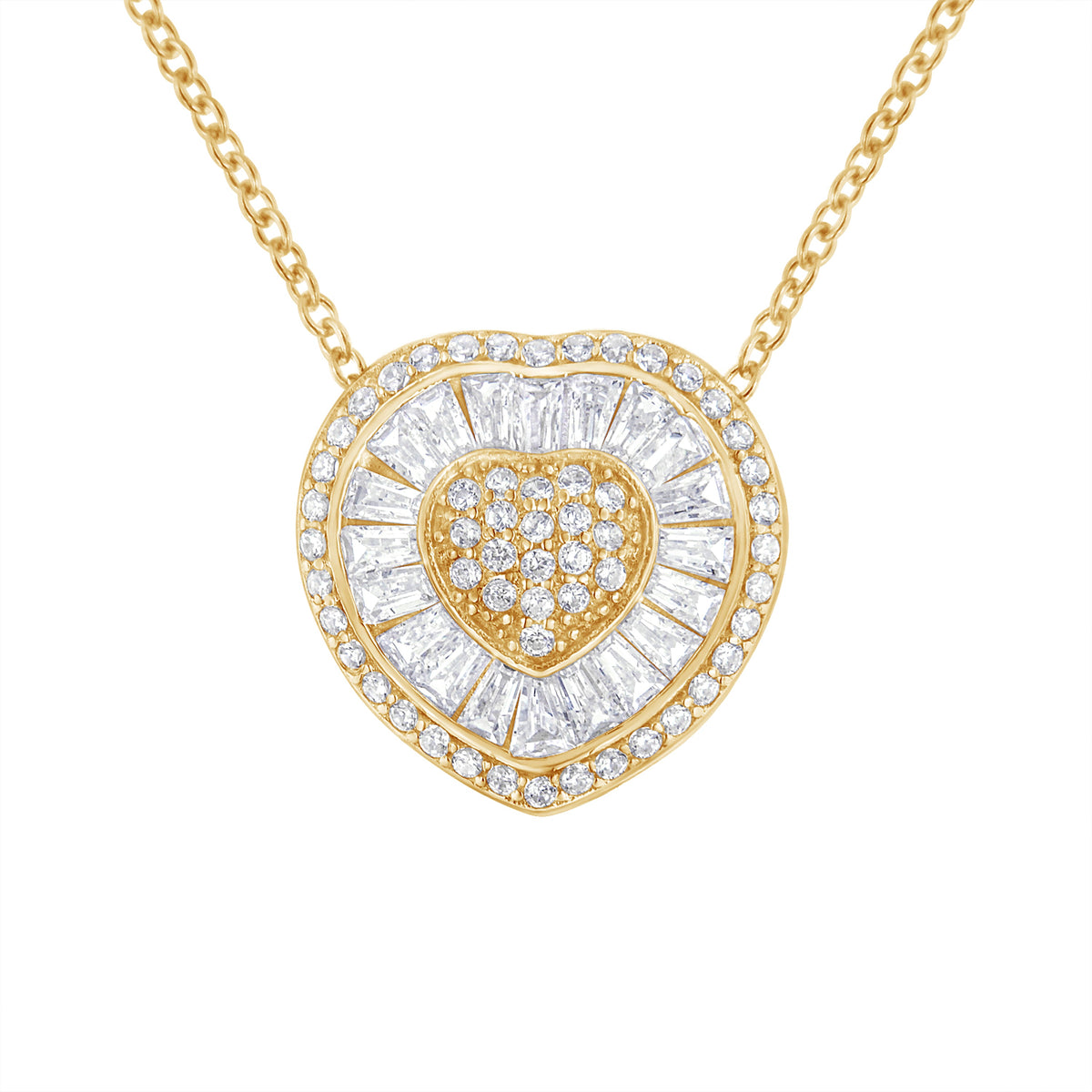 Collar con colgante de corazón de diamante de oro amarillo de 10 quilates (1/2 cttw, color H-I, claridad I1-I2)