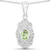 0.55 Carat Genuine Peridot and White Topaz .925 Sterling Silver Pendant