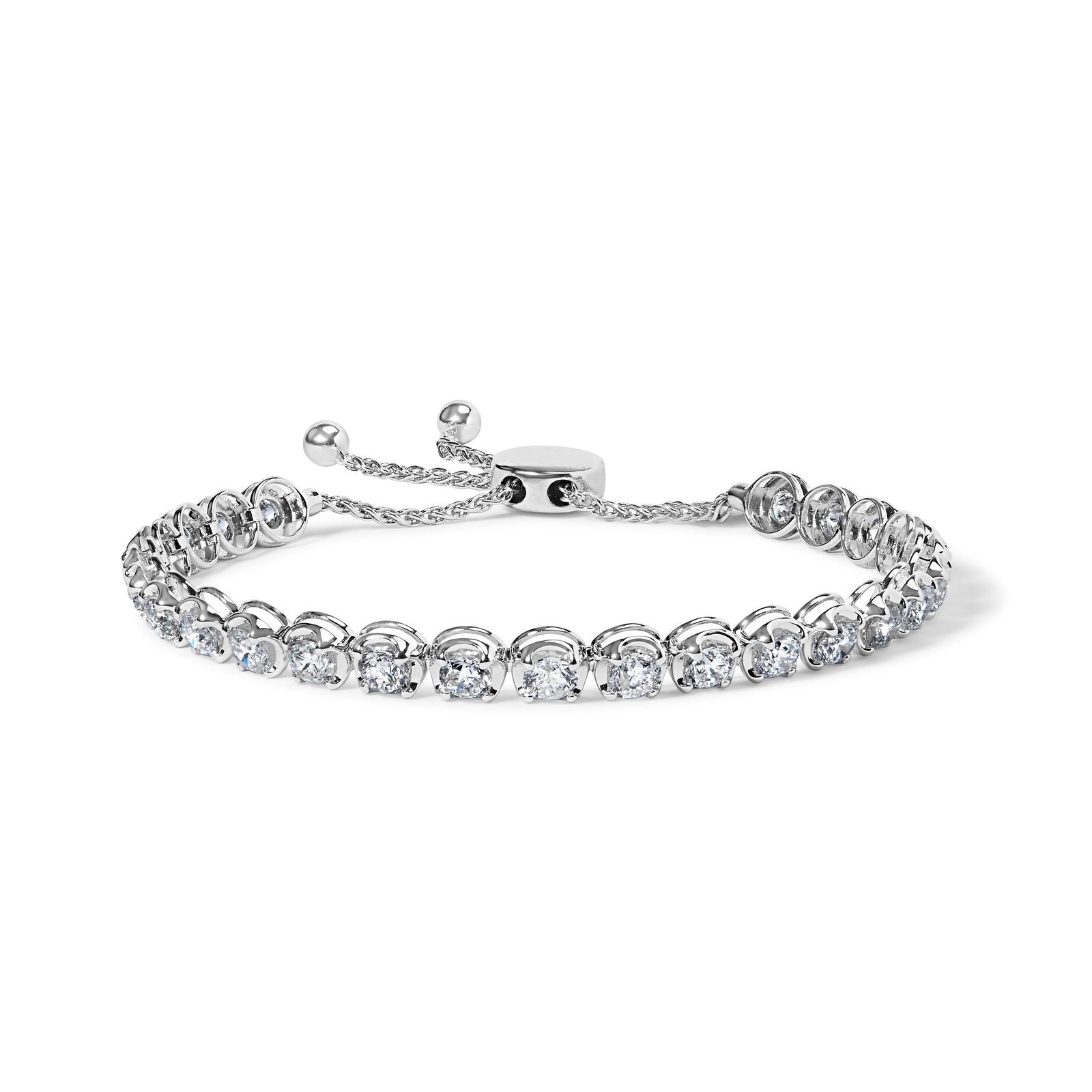 14K White Gold 6.00 Cttw Diamond 4â€-10â€ Adjustable Bolo Tennis Bracelet (I-J Color, I1-I2 Clarity)