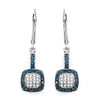 0.45 Carat Genuine Blue Diamond & White Diamond .925 Sterling Silver Earrings