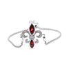 .925 Sterling Silver Marquise Garnet  and Diamond Accent Lariat 4â€-10â€ Fleur De Lis Adjustable Bolo Bracelet (H-I Color, SI1-SI2 Clarity)