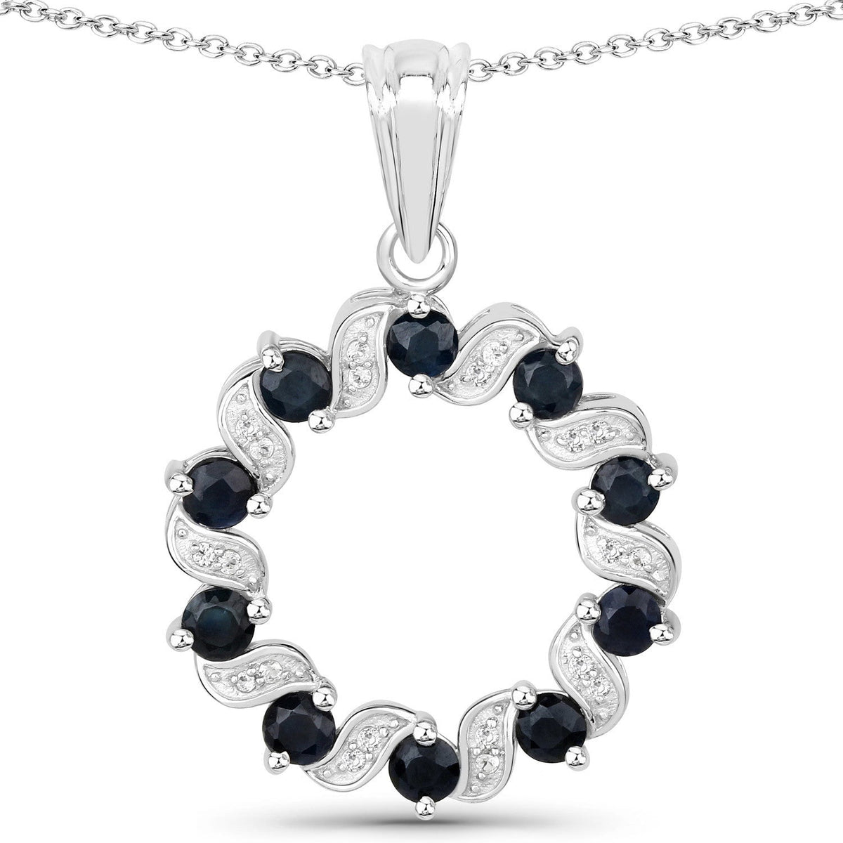 Colgante de plata de ley .925 con zafiro azul genuino de 1.30 quilates y topacio blanco
