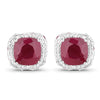 6.12 Carat Dyed Ruby, Ruby and White Topaz .925 Sterling Silver Earrings