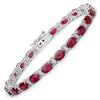 11.67 Carat Genuine Ruby and White Diamond 14K White Gold Bracelet