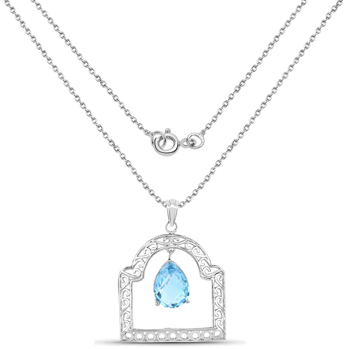 Colgante de plata de ley .925 con topacio azul suizo auténtico de 10.50 quilates