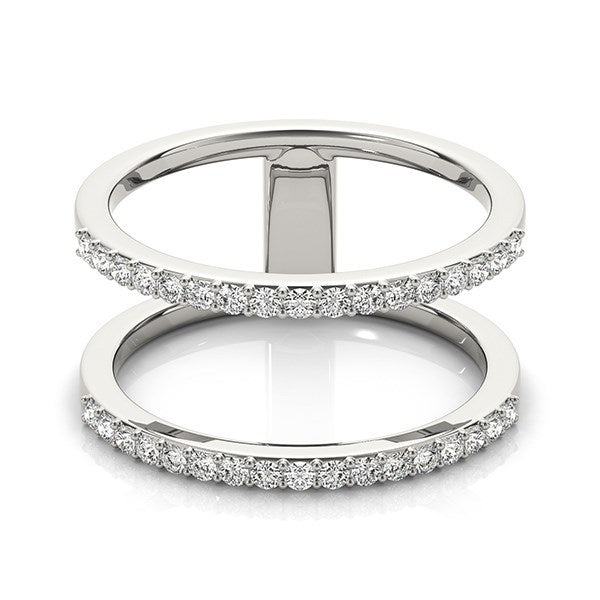 Anillo de doble banda de oro blanco de 14k con diamantes (1/3 de quilate en total)