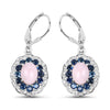 4.00 Carat Genuine Opal Pink, Blue Sapphire and White Topaz .925 Sterling Silver Earrings