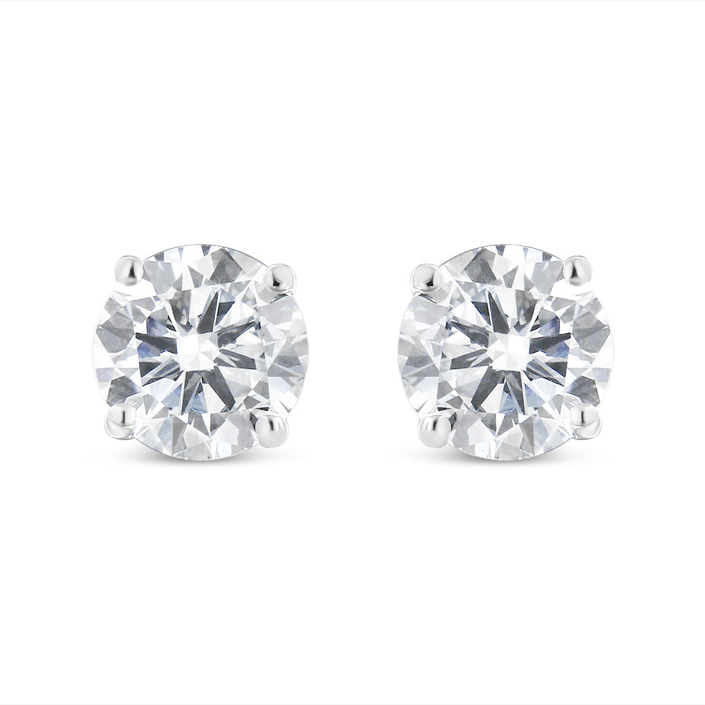 Pendientes Clásicos de Oro Blanco de 14K con Diamantes de Laboratorio de 5/8 Cttw Engarzados en 4 Garras (Color F-G, Claridad VS2-SI1)