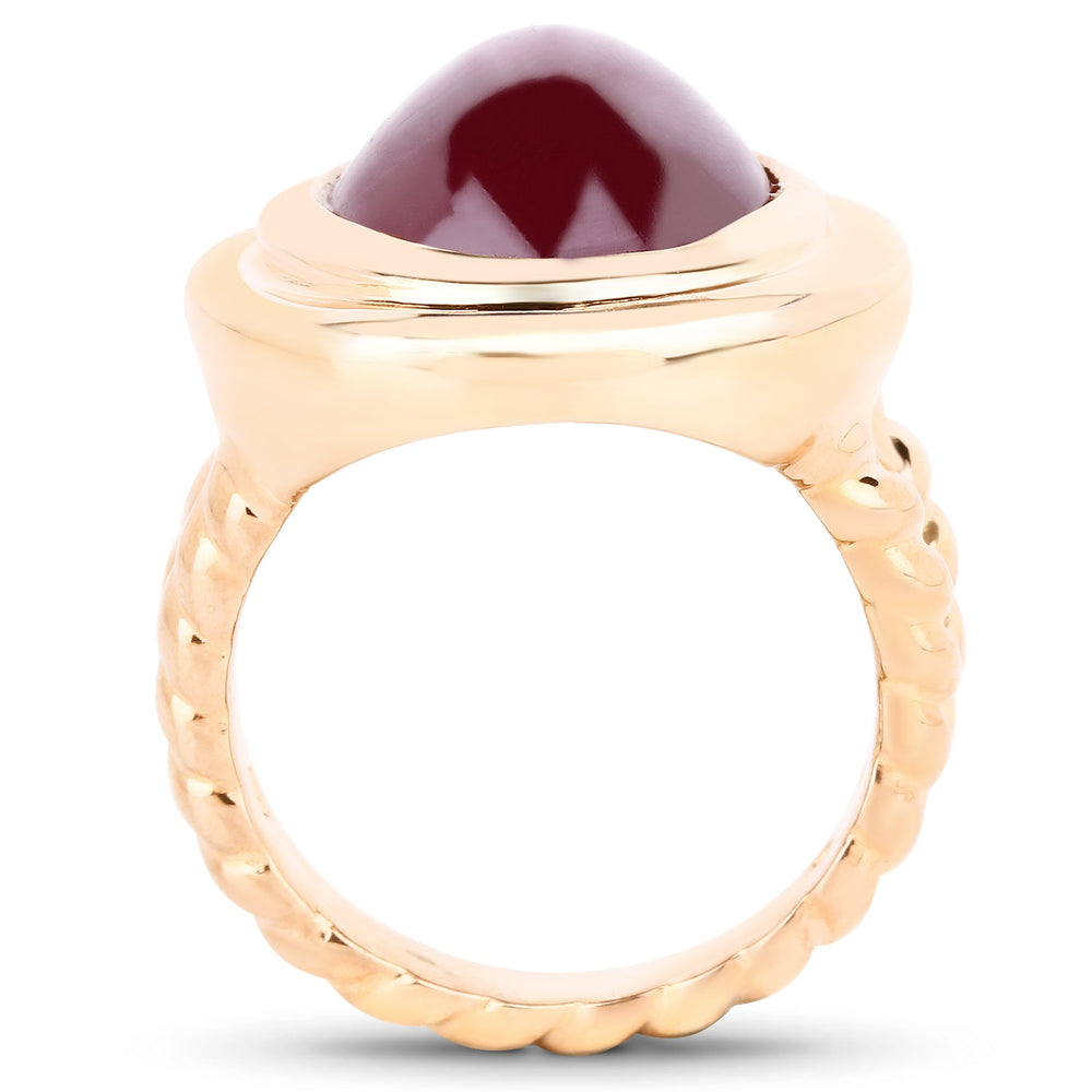14K Rose Gold Plated 17.60 Carat Genuine Glass Filled Ruby .925 Sterling Silver Ring