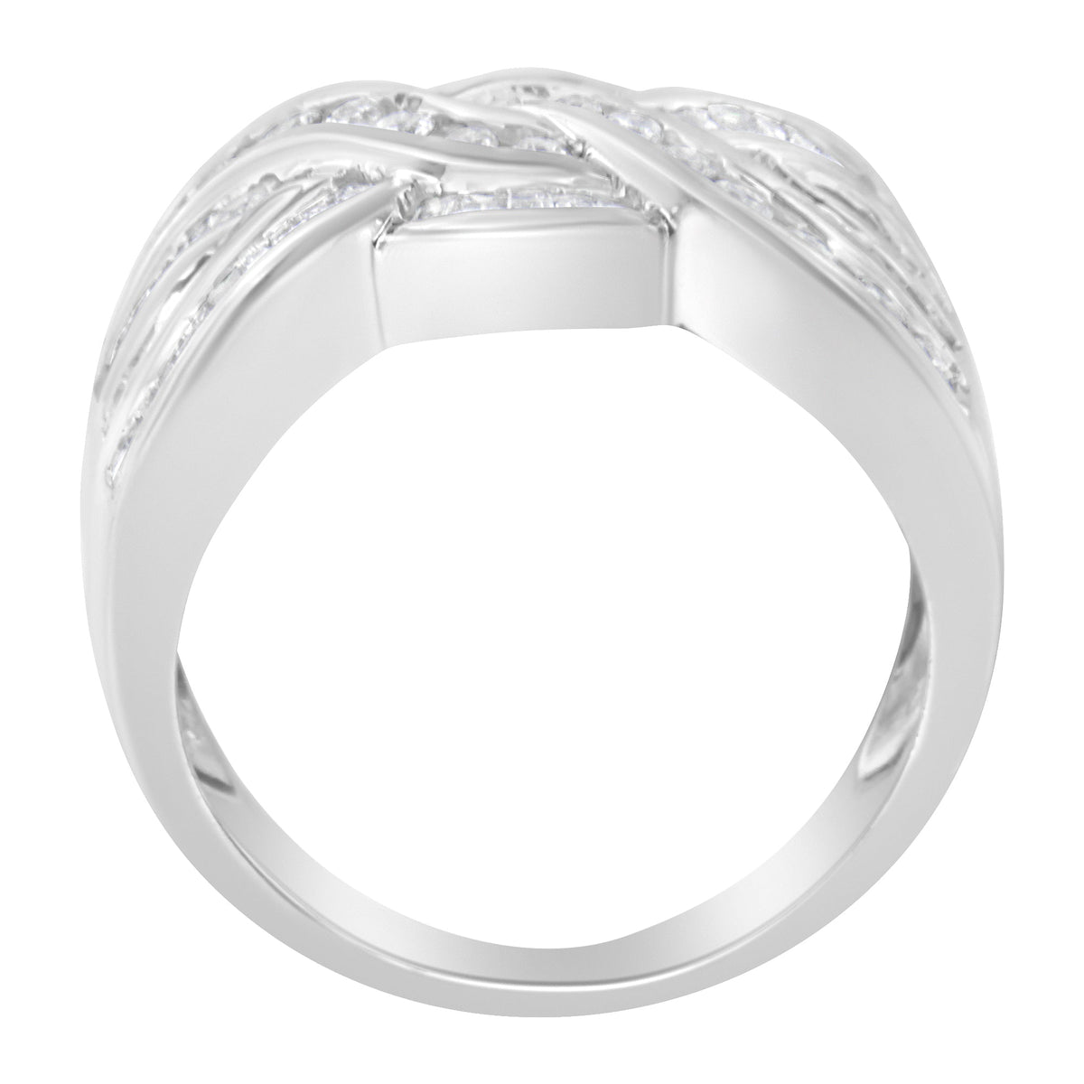 Anillo de diamante de oro blanco de 10K con diseño de bypass (1 Cttw, color H-I, claridad I1-I2) - Talla 6-3/4