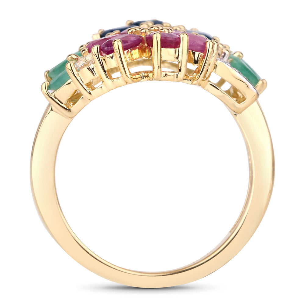 3.65 Carat Genuine Multi Stones .925 Sterling Silver Ring