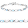 9.02 Carat Genuine Blue Topaz and Opal .925 Sterling Silver Bracelet