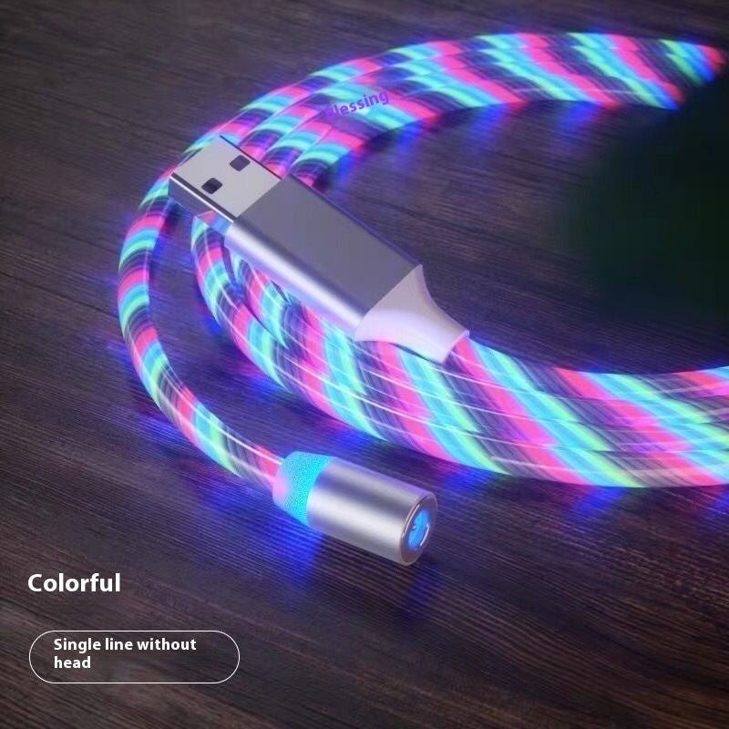 Streamer Magnetic LED Fast-Charge Cable – 3-in-1 USB-C • Micro-USB • Lightning with Colorful LED Glow (1 m / 2 m)