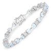 7.36 Carat Genuine Aquamarine and White Diamond .925 Sterling Silver Bracelet
