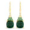 4.50 Carat Dyed Emerald and Emerald .925 Sterling Silver Earrings