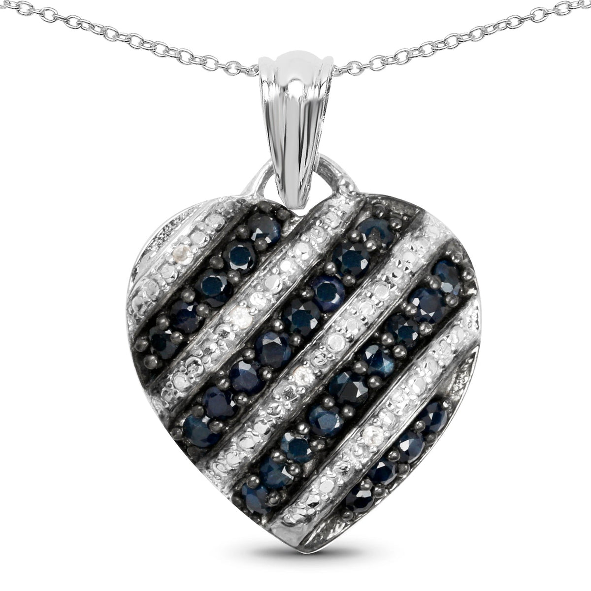 Подвеска из стерлингового серебра 925 пробы с натуральным синим сапфиром весом 1,55 карата и белым топазом
