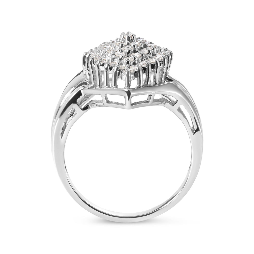 10K White Gold 1/2 Cttw Diamond Pear Shaped Cluster Ring (H-I Color, I1-I2 Clarity) - Ring Size 7