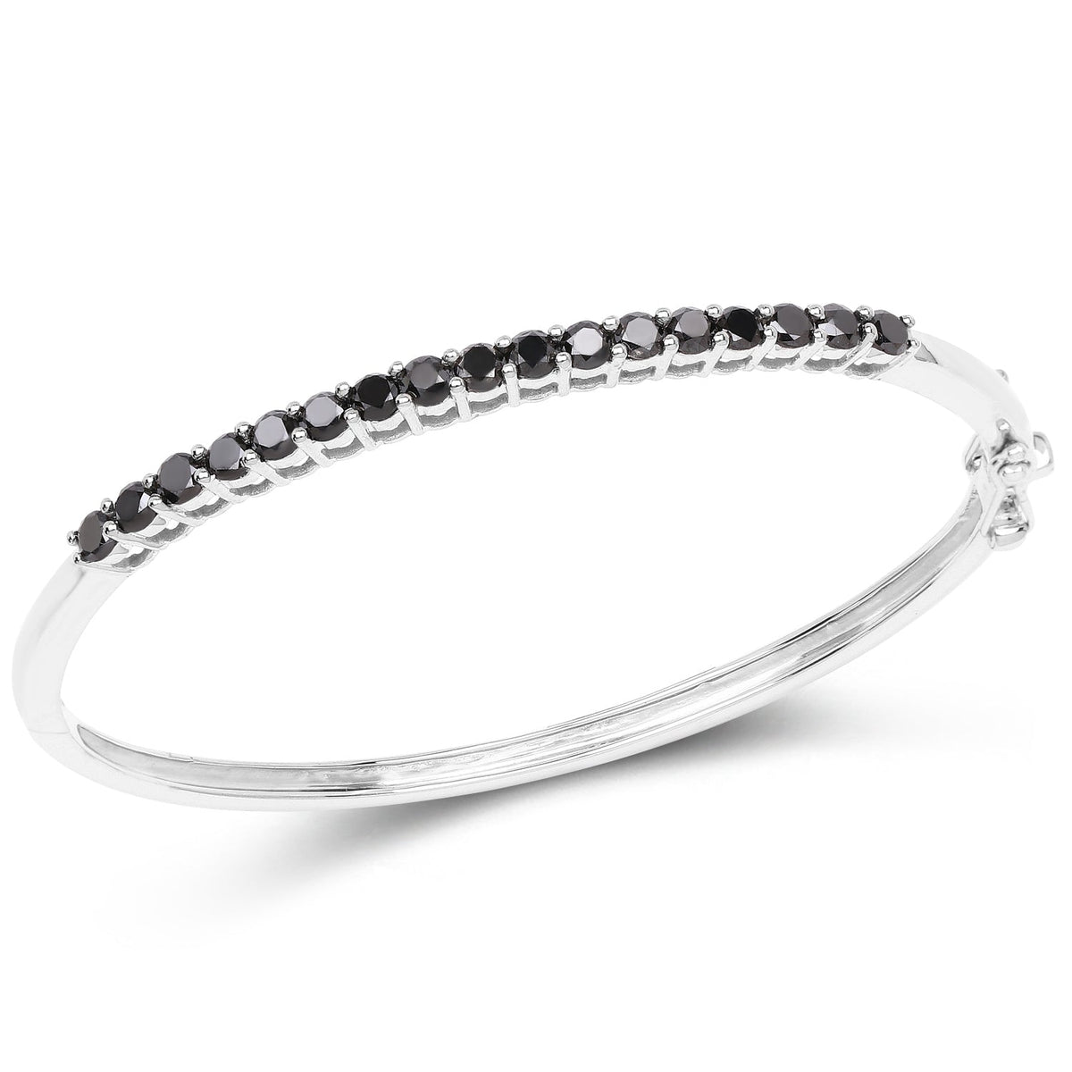Brazalete de plata de ley .925 con diamante negro auténtico de 2.50 quilates