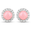 1.36 Carat Genuine Pink Opal and White Topaz .925 Sterling Silver Earrings