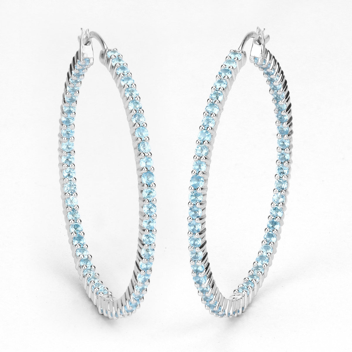 Pendientes de plata esterlina .925 con topacio azul suizo auténtico de 3,60 quilates