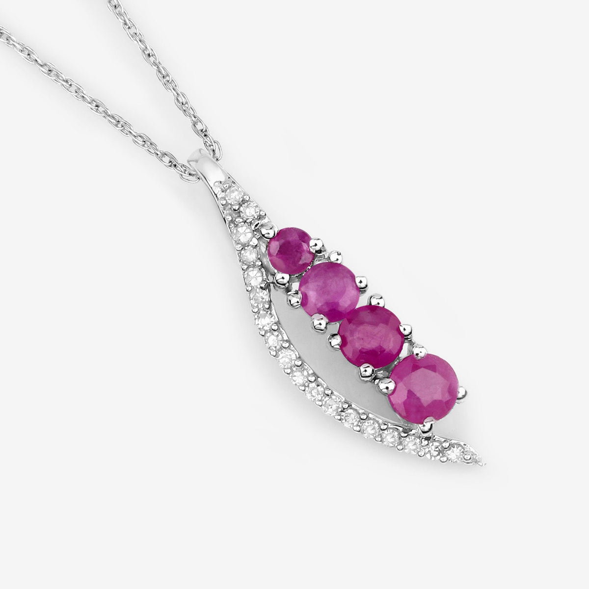 Colgante de oro blanco de 14 quilates con rubí auténtico de 0,43 quilates y diamantes blancos